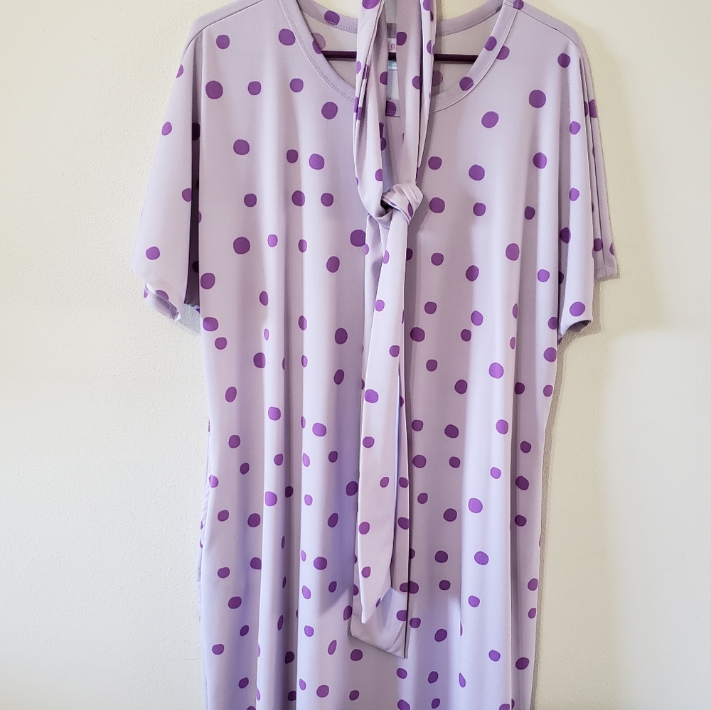 LuLaRoe 2XL Marly Purple Polka Dot Dress & Belt